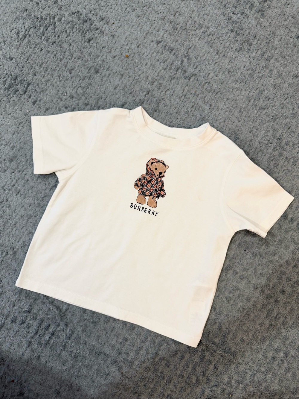 Burberry boys puffer bear white Tee with Check Plaid Bear Motif